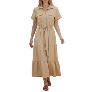 SALE!!! NWT Lucky Brand Short sleeve utility shirt dress tan Sz S